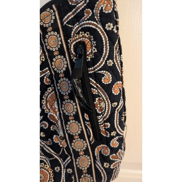 Vera Bradley Cafe Latte Black & Brown Shoulder Tote Bag with front zip pockets - Picture 5 of 5